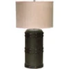 Barrel 29 Inch 150.00 Watt Vintage Leather Table Lamp Portable Light