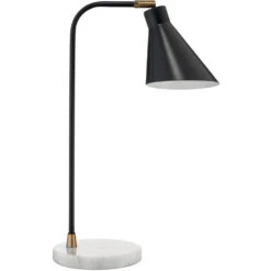 Chronicle 20 Inch 60.00 Watt Black / Antique Brass / White Marble Task Lamp Portable Light
