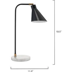 Chronicle 20 Inch 60.00 Watt Black / Antique Brass / White Marble Task Lamp Portable Light -Outlet Jamie Aura Store 1chro tlbk 5