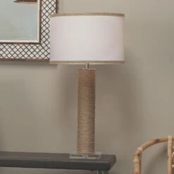Cylinder Rope 28 Inch 150.00 Watt Jute Table Lamp Portable Light -Outlet Jamie Aura Store 1cyli tlju 13 1