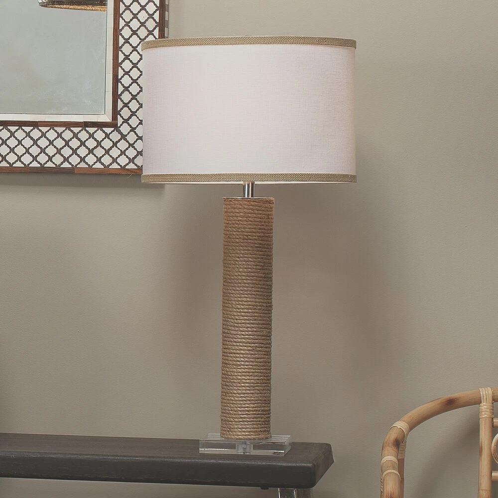 Cylinder Rope 28 Inch 150.00 Watt Jute Table Lamp Portable Light 4 Cylinder Rope 28 Inch 150.00 Watt Jute Table Lamp Portable Light - Image 4