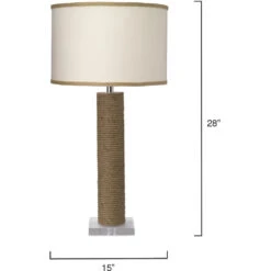 Cylinder Rope 28 Inch 150.00 Watt Jute Table Lamp Portable Light -Outlet Jamie Aura Store 1cyli tlju 6 1