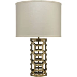 Labyrinth 30 Inch 150.00 Watt Antique Brass Metal Table Lamp Portable Light
