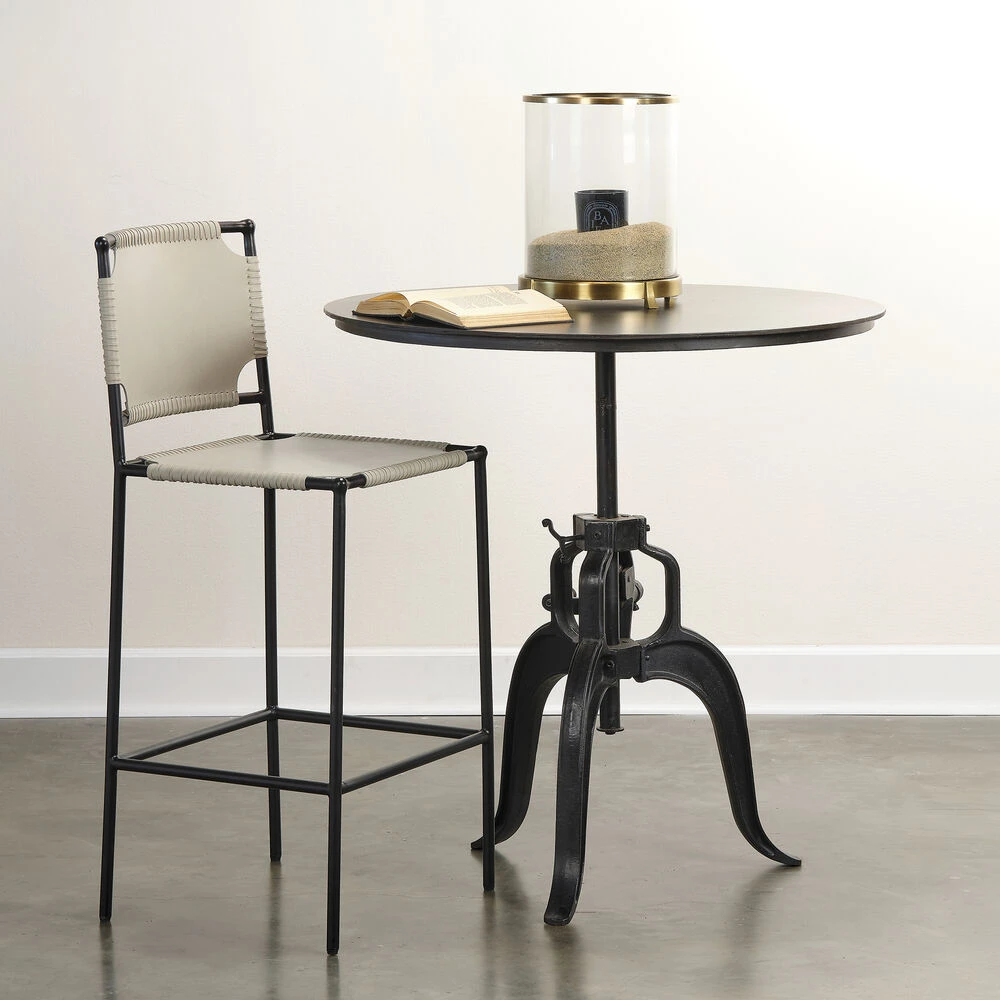 Americana 38 X 36 Inch Gun Metal Crank Table 2 Americana 38 X 36 Inch Gun Metal Crank Table - Image 2