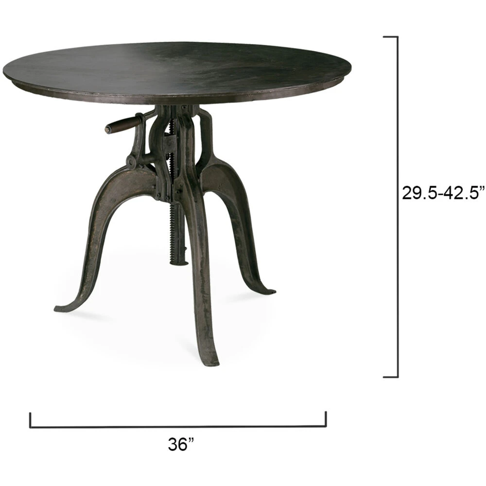 Americana 38 X 36 Inch Gun Metal Crank Table 3 Americana 38 X 36 Inch Gun Metal Crank Table - Image 3