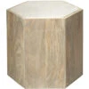 Argan 20 X 18 Inch Natural Wood & White Marble Table, Hexagon