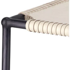 Asher 42 Inch Off-White Leather & Black Metal Bar Stool 7 Asher 42 Inch Off-White Leather & Black Metal Bar Stool -Outlet Jamie Aura Store 20ashe bsow close up