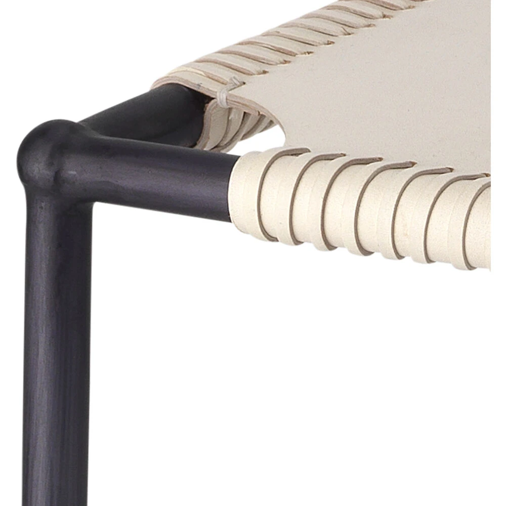 Asher 35 Inch Off-White Leather & Black Metal Counter Stool 4 Asher 35 Inch Off-White Leather & Black Metal Counter Stool - Image 4