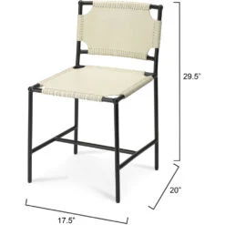 Asher Off White Leather & Black Forged Iron Dining Chair -Outlet Jamie Aura Store 20ashe dcwh 2