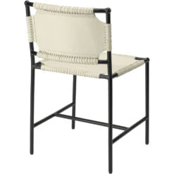 Asher Off White Leather & Black Forged Iron Dining Chair -Outlet Jamie Aura Store 20ashe dcwh 5