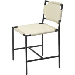 Asher Off White Leather & Black Forged Iron Dining Chair -Outlet Jamie Aura Store 20ashe dcwh 6