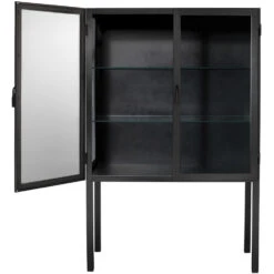 Chauncey Wide Black Iron & Clear Glass Curio Bar Cabinet 13 Chauncey Wide Black Iron & Clear Glass Curio Bar Cabinet -Outlet Jamie Aura Store 20chau cabbk 5