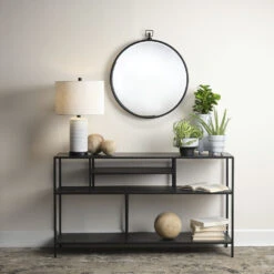 Element Shelved 51 X 14 Inch Black Iron Console Table -Outlet Jamie Aura Store 20elem cobk 1