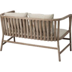 Grayson Off White Linen & Grey Washed Wood Settee -Outlet Jamie Aura Store 20gray sewna 3
