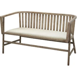 Grayson Off White Linen & Grey Washed Wood Settee -Outlet Jamie Aura Store 20gray sewna 6