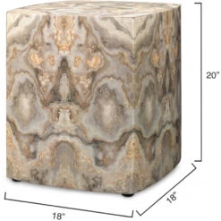 Ink Blot Curved 20 X 18 Inch Grey & Cream Lacquer Side Table -Outlet Jamie Aura Store 20ink stgr 2