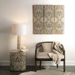 Ink Blot Curved 20 X 18 Inch Grey & Cream Lacquer Side Table -Outlet Jamie Aura Store 20ink stgr 4