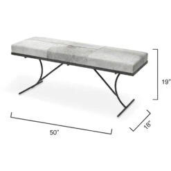 Kai Grey Hide & Black Hand Forged Iron Bench -Outlet Jamie Aura Store 20kai begrbk 2