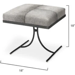 Kai 18 Inch Grey Hide & Black Hand Forged Iron Stool -Outlet Jamie Aura Store 20kai stool 2