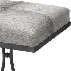 Kai 18 Inch Grey Hide & Black Hand Forged Iron Stool -Outlet Jamie Aura Store 20kai stool 6