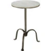 Left Bank 22 X 15 Inch White Marble With Gun Metal Iron Base Marble Table