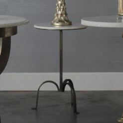 Left Bank 22 X 15 Inch White Marble With Gun Metal Iron Base Marble Table -Outlet Jamie Aura Store 20marb tlgm 4
