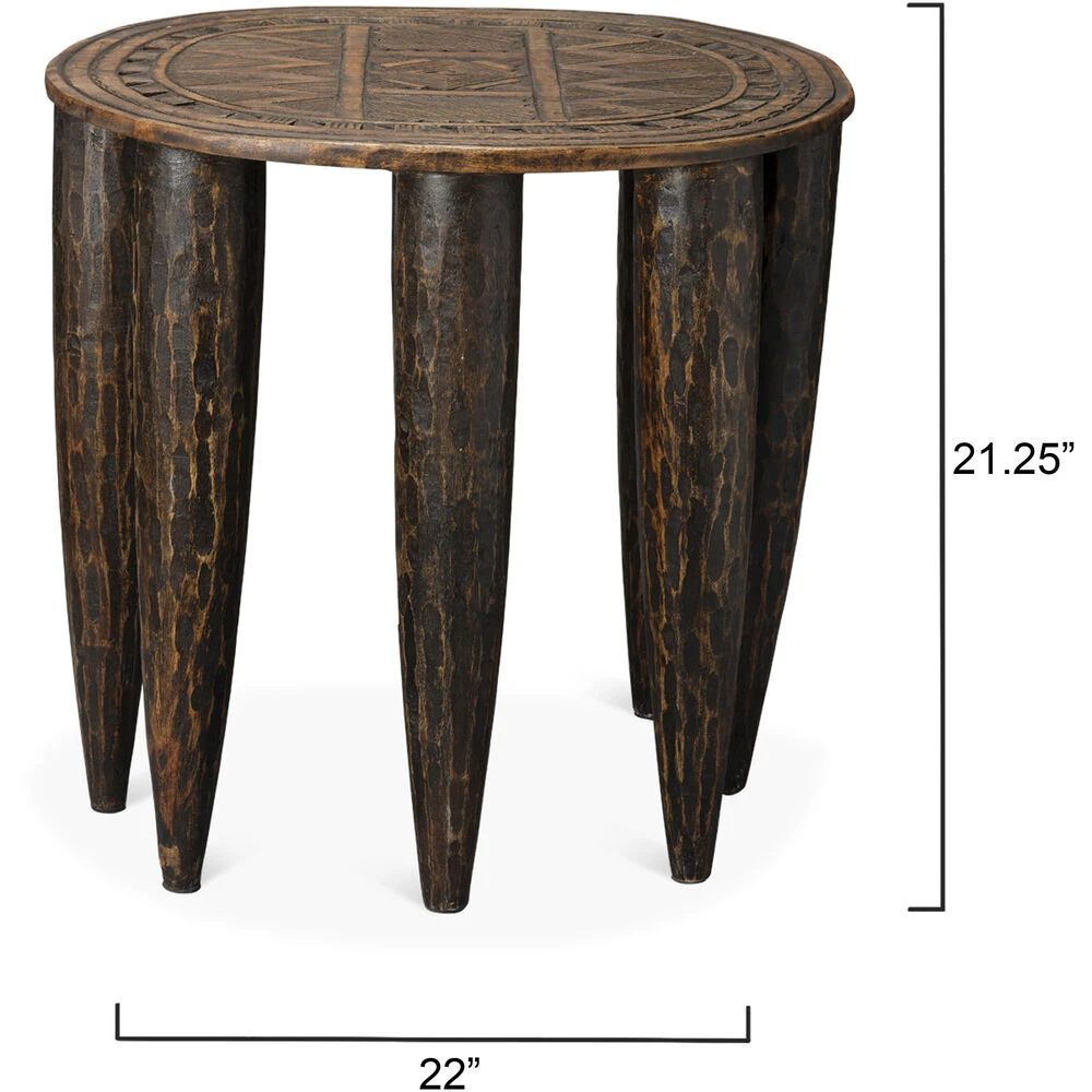 Naga 21.25 Inch Dark Antique Stool 2 Naga 21.25 Inch Dark Antique Stool - Image 2