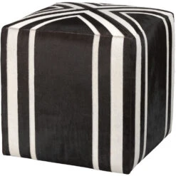 Nantucket Criss Cross 16 Inch Espresso Hide W/ White Hide Stripes Ottoman