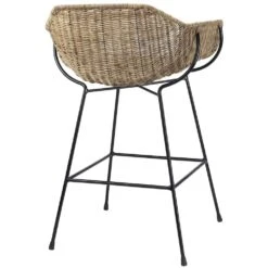 Nusa 33 Inch Natural Rattan & Black Steel Counter Stool -Outlet Jamie Aura Store 20nusa csna 5