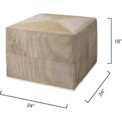 Pinstriped 18 Inch Black & Cream Hide Ottoman -Outlet Jamie Aura Store 20pins lgcr 2