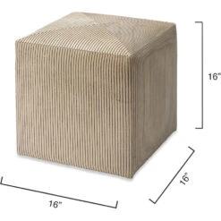 Pinstriped 16 Inch Black & Cream Hide Ottoman -Outlet Jamie Aura Store 20pins smcr 2