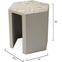 Radiant 21 X 20 Inch Light Grey & Beige Faux Horn W/ Light Grey Lacquer Side Table 6 Radiant 21 X 20 Inch Light Grey & Beige Faux Horn W/ Light Grey Lacquer Side Table -Outlet Jamie Aura Store 20radi stgr 2