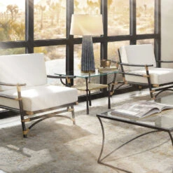 Renzo 25 X 20 Inch Black And Cashew Leather Side Table -Outlet Jamie Aura Store 20renz stbkc 6