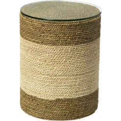 Saint Bart's 18 X 14 Inch Off-White & Natural Side Table