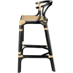 Saltwater 39 Inch Black & Natural Rattan Barstool -Outlet Jamie Aura Store 20salt bsbk 3