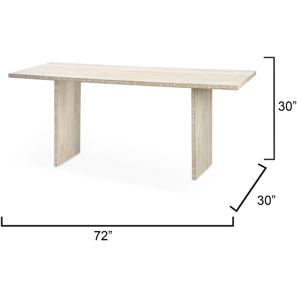 Sama 72 X 30 Inch White Patina Dining Table 3 Sama 72 X 30 Inch White Patina Dining Table - Image 3