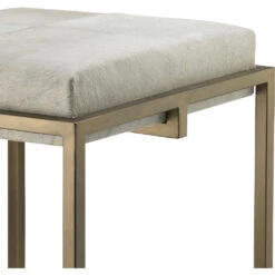 Shelby 30 Inch White Hide & Antique Brass Bar Stool -Outlet Jamie Aura Store 20shel bswh 1