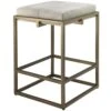 Shelby 27 Inch White Hide & Antique Brass Counter Stool
