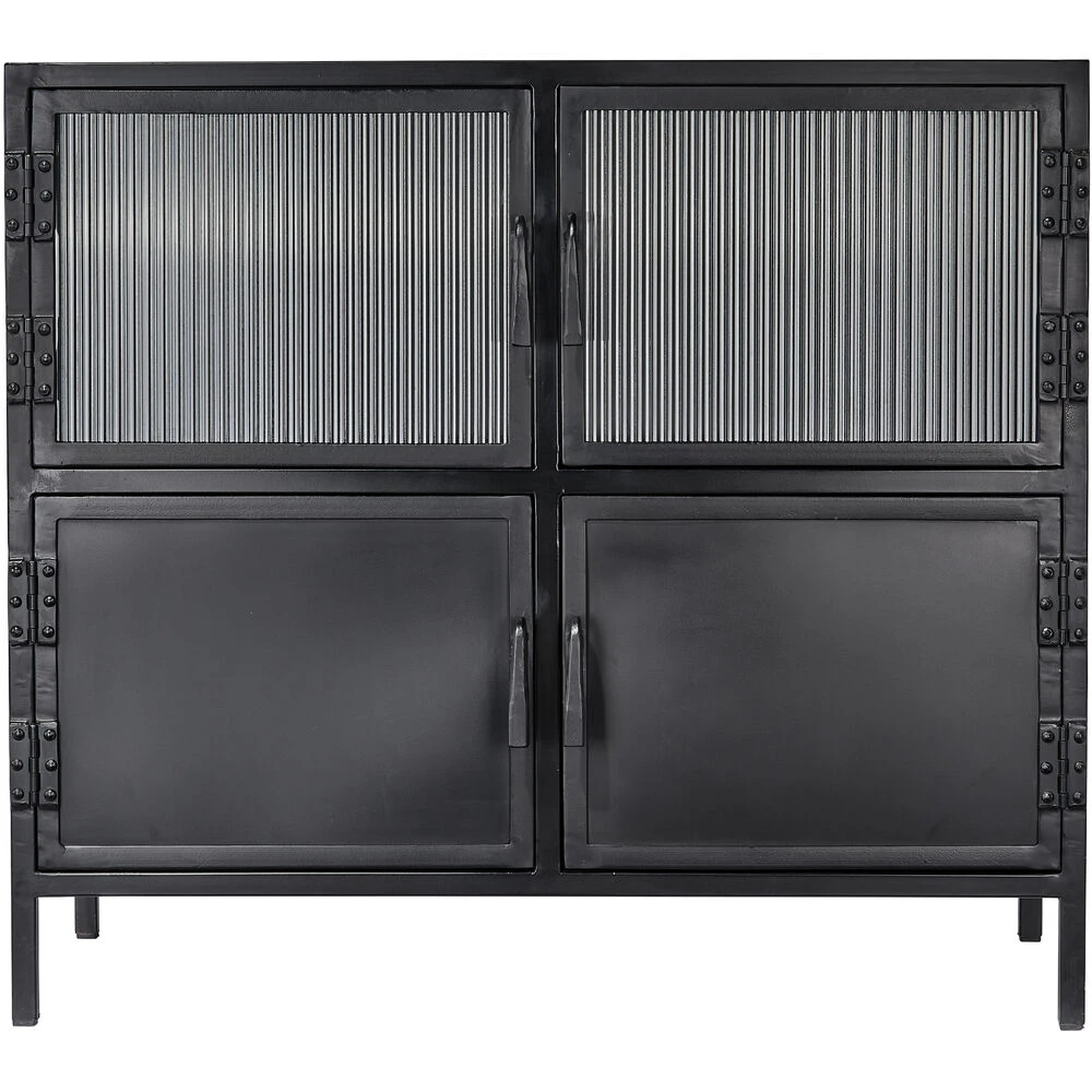 Vitrino 33.5 X 30 Inch Black 4 Door Side Table 1 Vitrino 33.5 X 30 Inch Black 4 Door Side Table