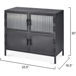 Vitrino 33.5 X 30 Inch Black 4 Door Side Table 11 Vitrino 33.5 X 30 Inch Black 4 Door Side Table -Outlet Jamie Aura Store 20vitr4 stbk 2