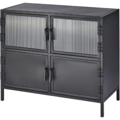 Vitrino 33.5 X 30 Inch Black 4 Door Side Table 17 Vitrino 33.5 X 30 Inch Black 4 Door Side Table -Outlet Jamie Aura Store 20vitr4 stbk 8