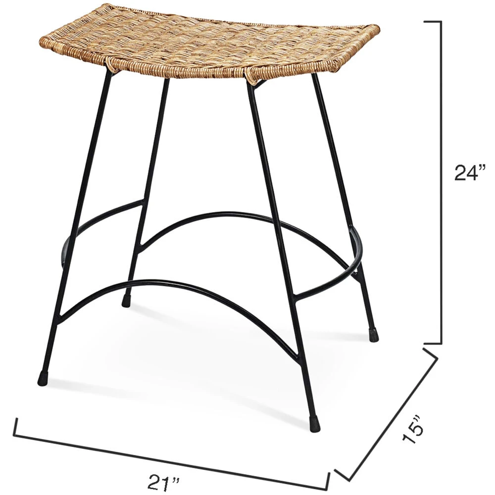 Wing 24 Inch Natural Rattan & Black Steel Counter Stool 4 Wing 24 Inch Natural Rattan & Black Steel Counter Stool - Image 4