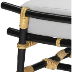 Xanadu 18 Inch Black & Cream W/ Off White Cushions Ottoman -Outlet Jamie Aura Store 20xana otbk 7