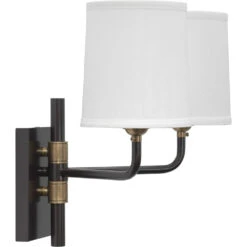 Lawton 2 Light 13 Inch Oil Rubbed Bronze W/ Antique Brass Accents Double Arm Wall Sconce Wall Light 13 Lawton 2 Light 13 Inch Oil Rubbed Bronze W/ Antique Brass Accents Double Arm Wall Sconce Wall Light -Outlet Jamie Aura Store 4lawt dbob 5