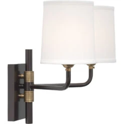 Lawton 2 Light 13 Inch Oil Rubbed Bronze W/ Antique Brass Accents Double Arm Wall Sconce Wall Light 14 Lawton 2 Light 13 Inch Oil Rubbed Bronze W/ Antique Brass Accents Double Arm Wall Sconce Wall Light -Outlet Jamie Aura Store 4lawt dbob 6