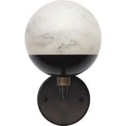 Metro 1 Light 7 Inch Faux White Alabaster And Oil Rubbed Bronze Wall Sconce Wall Light