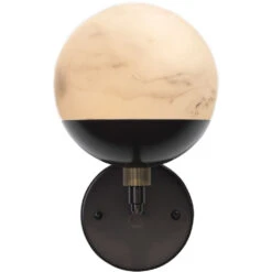 Metro 1 Light 7 Inch Faux White Alabaster And Oil Rubbed Bronze Wall Sconce Wall Light -Outlet Jamie Aura Store 4metr scob 4 1