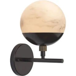 Metro 1 Light 7 Inch Faux White Alabaster And Oil Rubbed Bronze Wall Sconce Wall Light -Outlet Jamie Aura Store 4metr scob 6 1