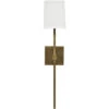 Minerva 1 Light 5 Inch Antique Brass & White Linen Wall Sconce Wall Light