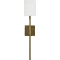 Minerva 1 Light 5 Inch Antique Brass & White Linen Wall Sconce Wall Light